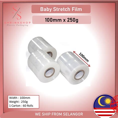 60 Roll Baby Roll Mini Stretch Film Wrapping Firm 100mm X 250g X 1Ctn