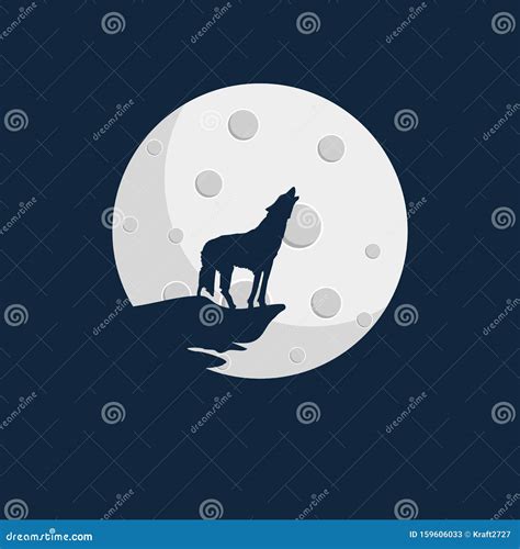 Wolf Howls At The Moon Stock Vector Illustration Of Moon 159606033