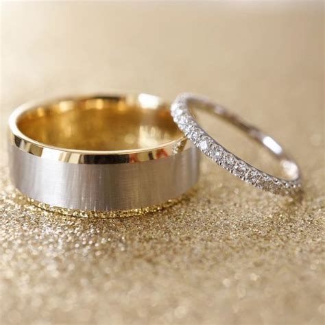 Gold and Silver Wedding Ring Set - 24 Unique and Trendy Ideas for Couples