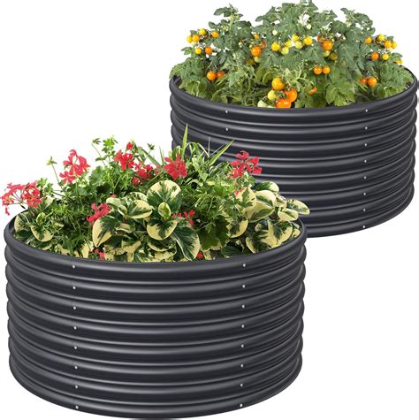 Amazon FRIZIONE 2 Pack 3FT D X2FT H Round Raised Garden Bed