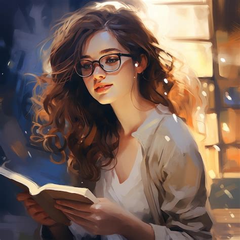 Premium Photo Intellectual Vision The Magic Of A Girl Wearing Glasses Engrossed In Reading