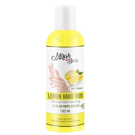 Buy Mirah Belle Lemon Hand Rub Sanitizer 72 9 Alcohol FDA