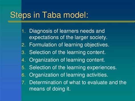 HILDA TABA MODEL OF CURRICULUM DEVELOPMENT PDF