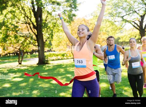 Female winning race hi-res stock photography and images - Alamy