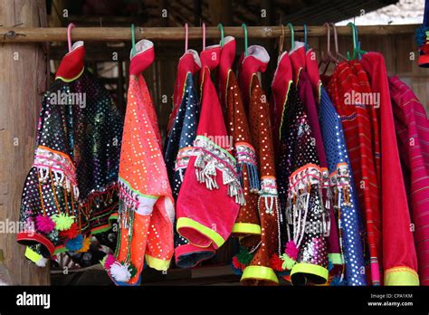 Colorful clothing made by Hill Tribe people in Chiang Mai, Thailand Stock Photo - Alamy