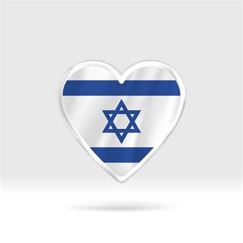 Premium Vector Heart From Israel Flag Silver Button Star And Flag