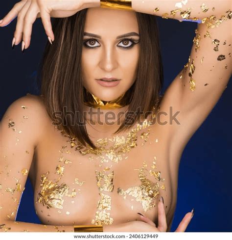 Woman Nude Gold Bodyart Waist Shot Stock Photo Shutterstock