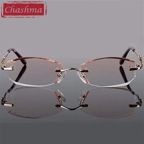 Chashma Brand Ttianium Rimless Glasses Dimond Trimmed Tint Colored