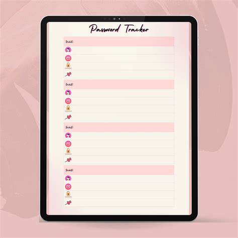 Printable Pink Passwordaccount Tracker Etsy