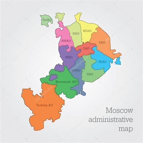 moscow administrative map stock vector image  snyde