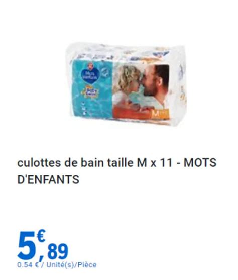 Promo Culottes De Bain Taille M X Mots D Enfants Chez E Leclerc