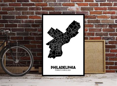 Philadelphia Neighborhoods Printable Map Philly Map Poster - Etsy