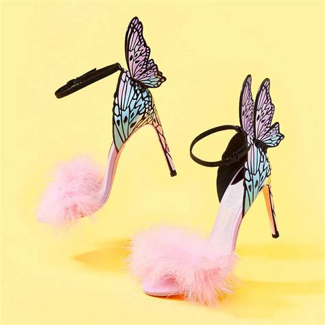 Colorful Butterfly Wings Bridal Wedding Shoes Ankle Buckle Strap High