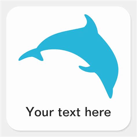 Leaping Blue Dolphin Silhouette Square Sticker | Zazzle