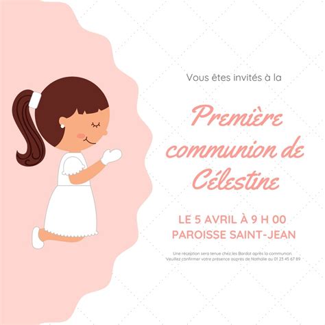 Faire Part Invitations De Communion Mod Les Gratuits Canva