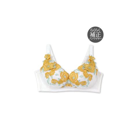 フランデランジェリー fran de lingerie グレースグランデコーディネートノンワイヤーブラジャーE Gカップイエロー ファッション通販 FASHION WALKER