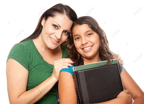 Fondo Madre E Hija Hispanas Listas Para La Escuela Madre Latina Oscura Foto E Imagen Para