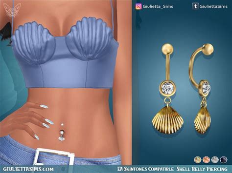 The Sims Resource EA Skintones Shell Belly Piercing Sims 4