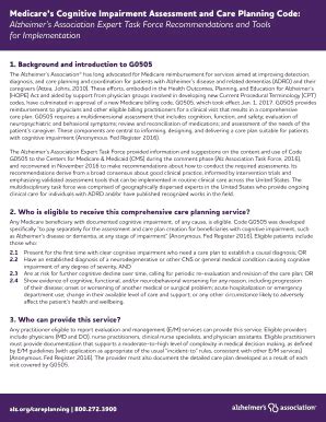 Fillable Online Medicares Cognitive Impairment Assessment And Care