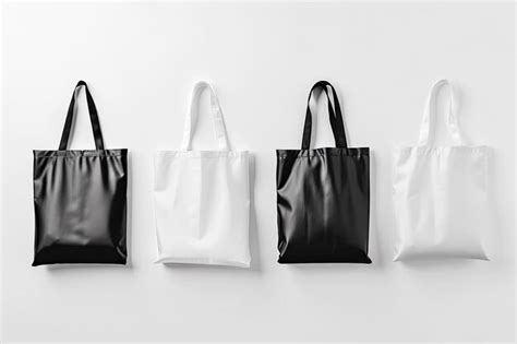 Black And White Tote Bag Mockup Designs Set Isolated On White Background Premium Ai Generated