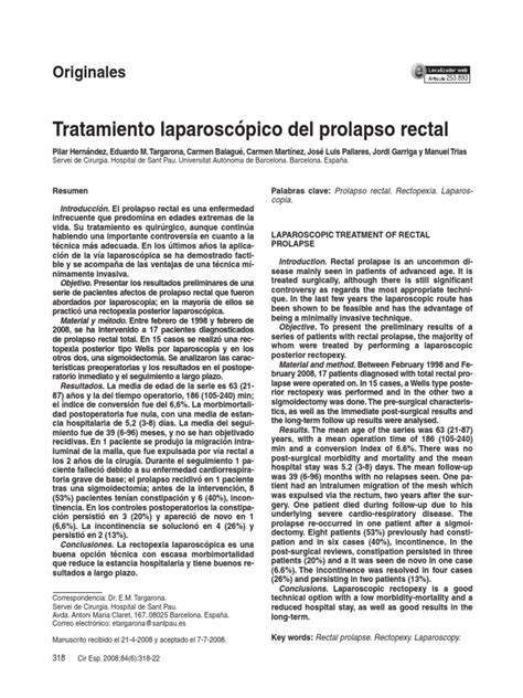 PDF Tratamiento Laparoscópico Del Prolapso Rectal DOKUMEN TIPS