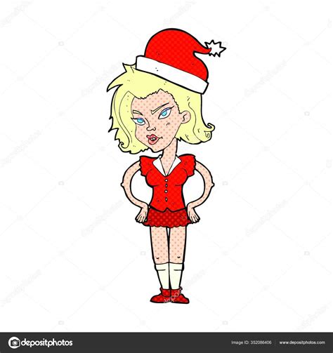 Cartoon Woman Christmas Hat Stock Vector Image By ©panthermediaseller 352086406