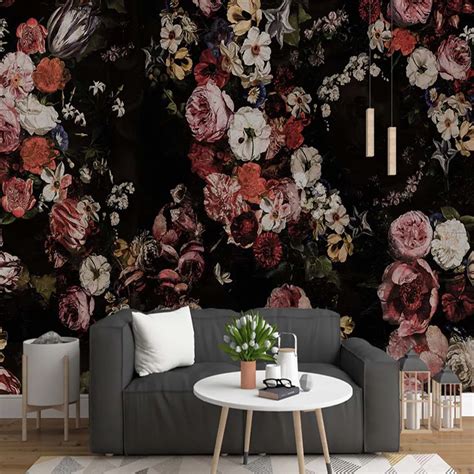 European Vintage Hand Oil Painting Rose Flower Wallpaper Murals ...