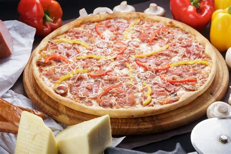 Large Meat Pizza Stock Photo Image Of Cheese Baked 171574700