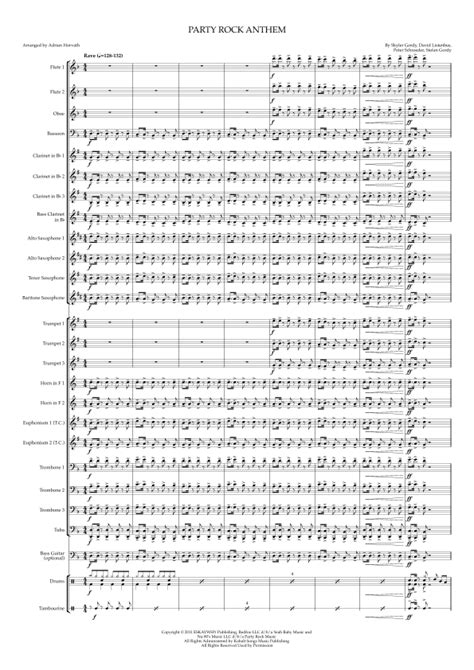 Party Rock Anthem Arr Adrian Horvath Sheet Music Lmfao Feat