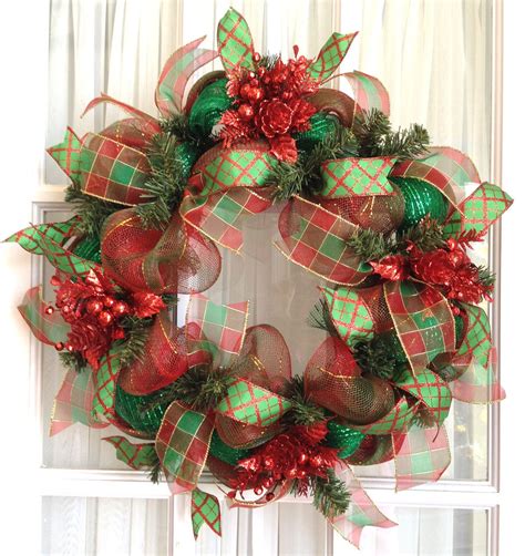 Deco Mesh Christmas Wreath W Snowman Slim Red Lime Green Etsy Deco