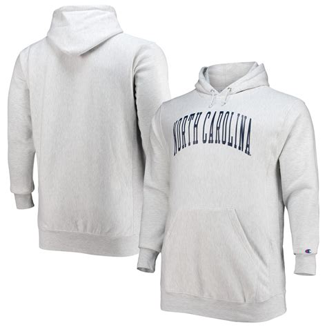 Men's Champion Heathered Gray North Carolina Tar Heels Big & Tall Reverse Weave Fleece Pullover