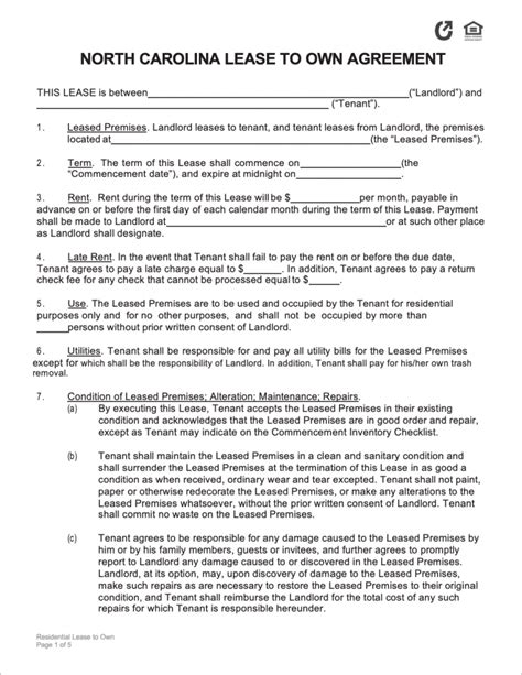 Free North Carolina Rental Lease Agreement Templates Pdf Word