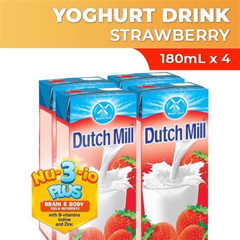 Dutch Mill Yoghurt Drink Strawberry Juice 180ml X 4 Shopee Philippines