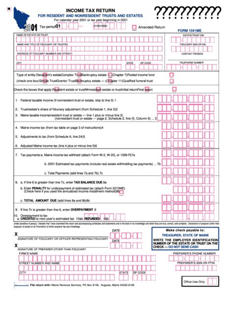 Form 1041me Income Tax Return For Resident And Nonresident Trusts And