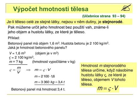 Ppt Výpočet Hmotnosti Tělesa Powerpoint Presentation Free Download