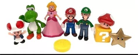 Set De Figuras Mario Bros Piezas Luigi Yoshi Toad Peach Meses Sin