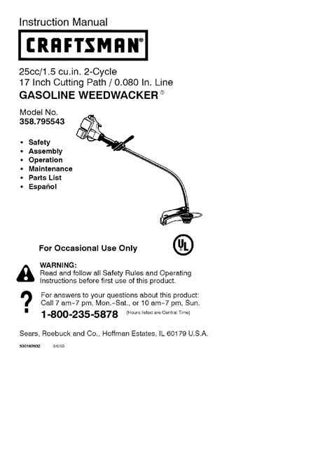 Craftsman 26 5cc Weedwacker 4 Cycle Manual