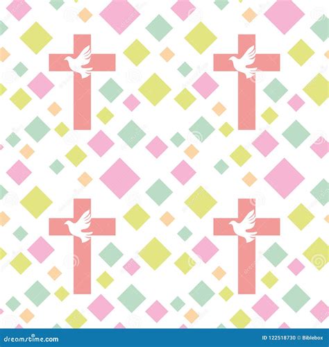 Colorful Seamless Pattern With Christian Symbols Bible Church And