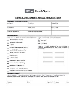 Fillable Online Hr Healthcare Ucla Hr Web Application Access Request