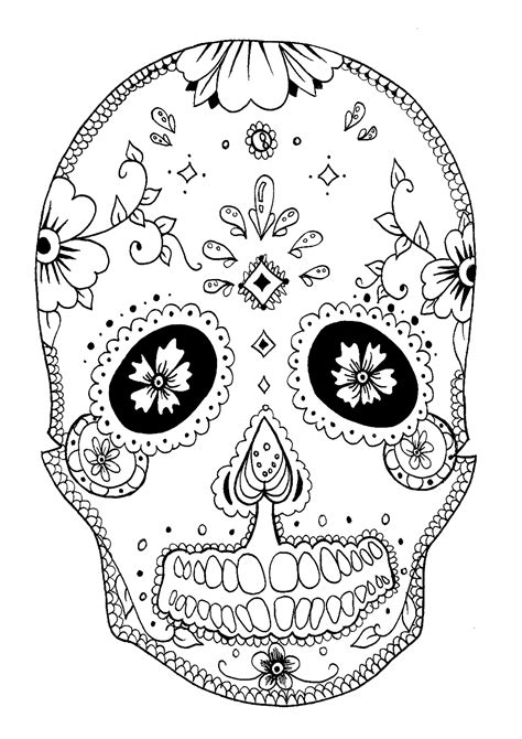 Skull details 2 rachel - El Día de los Muertos Coloring Pages for adults