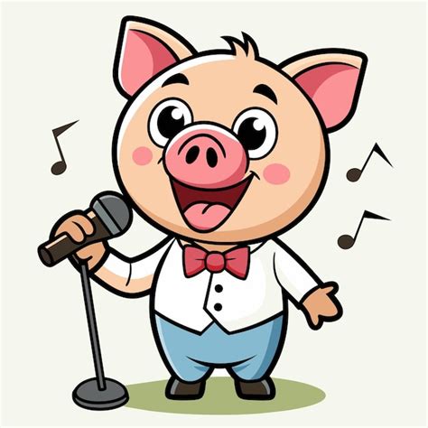 Premium Vector Funny Pig Swine Hand Drawn Flat Stylish Mascot Cartoon