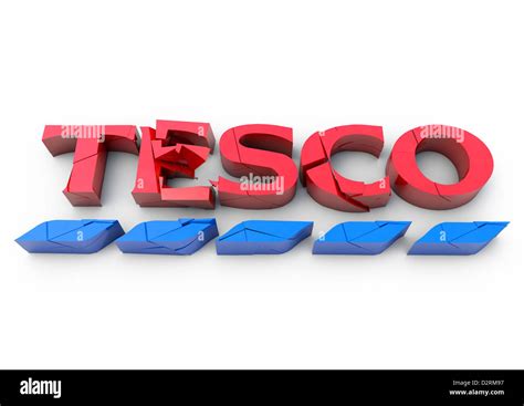 3D render of a cracking and crumbling TESCO logo - Concept image ...