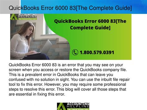 PPT 3 Effective Way To Fix QuickBooks Error 6000 83 PowerPoint