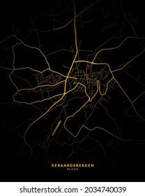 Geraardsbergen Belgium City Map Style Gold Stock Illustration