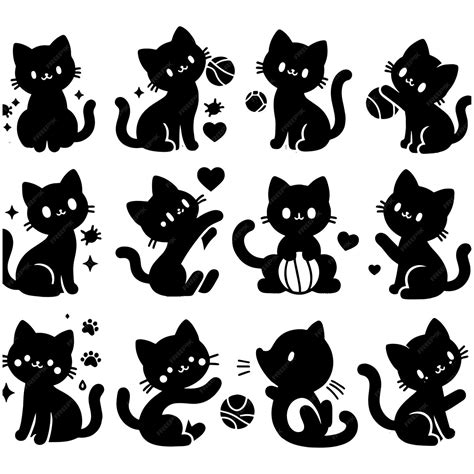 Premium Vector Cute Cat Vector Illustration Set Cartoon Cute Cat Cute