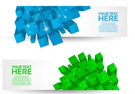 Bright 3d Cube Banners Vector Set 80747 Vector Art At Vecteezy