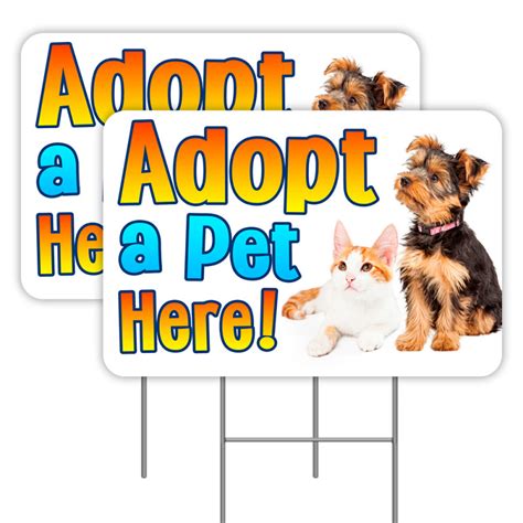 2 Pack Adopt A Pet Here Yard Signs 16 X 24 Double Sided Print With