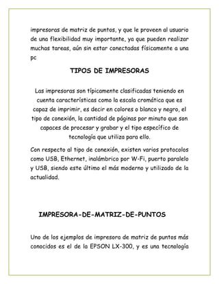 Tipos De Impresoras Pdf