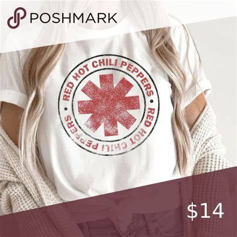 Red Hot Chili Peppers Distressed Outlined Asterisk Logo T Shirt Red Hot Red Hot Chili Peppers