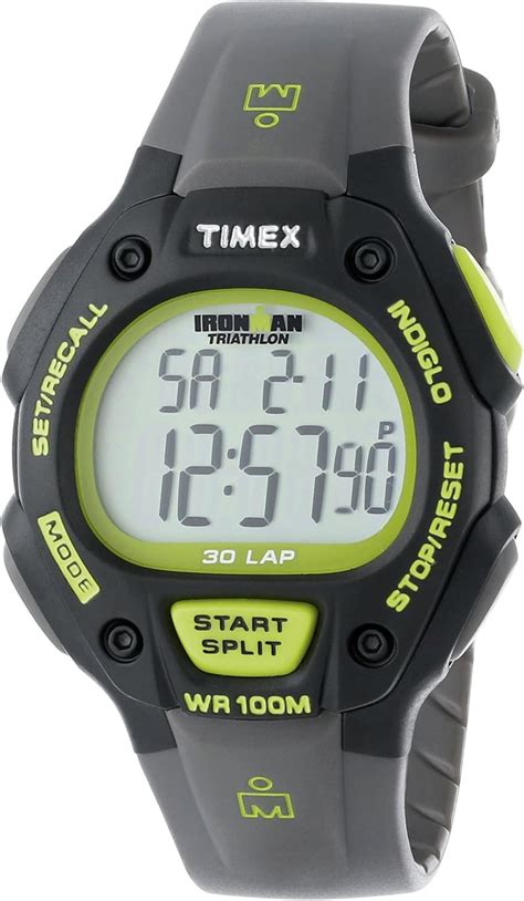 Timex Men S T5K692 Ironman Classic 30 Full Size Gray Black Green Resin